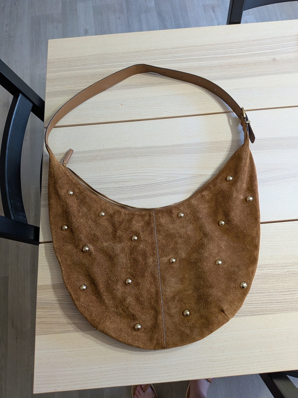 Madewell Brown Suede Studded Hobo Shoulder Bag - Picture 1 of 5
